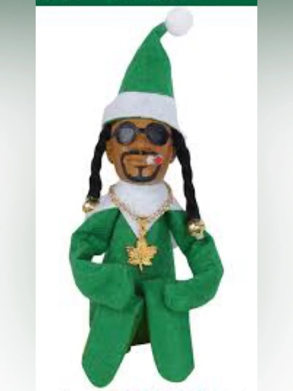 SNOOP ON A STOOP Holiday Elf in green or red with dreads necklace and New in box